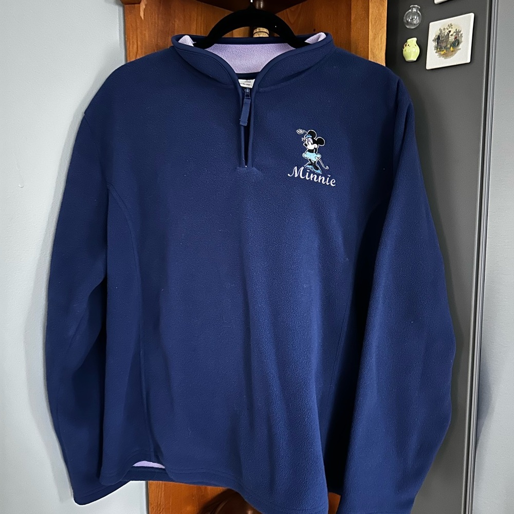 Vintage Disney Lavender and Navy Minnie Mouse Pullover 1/4 Zip